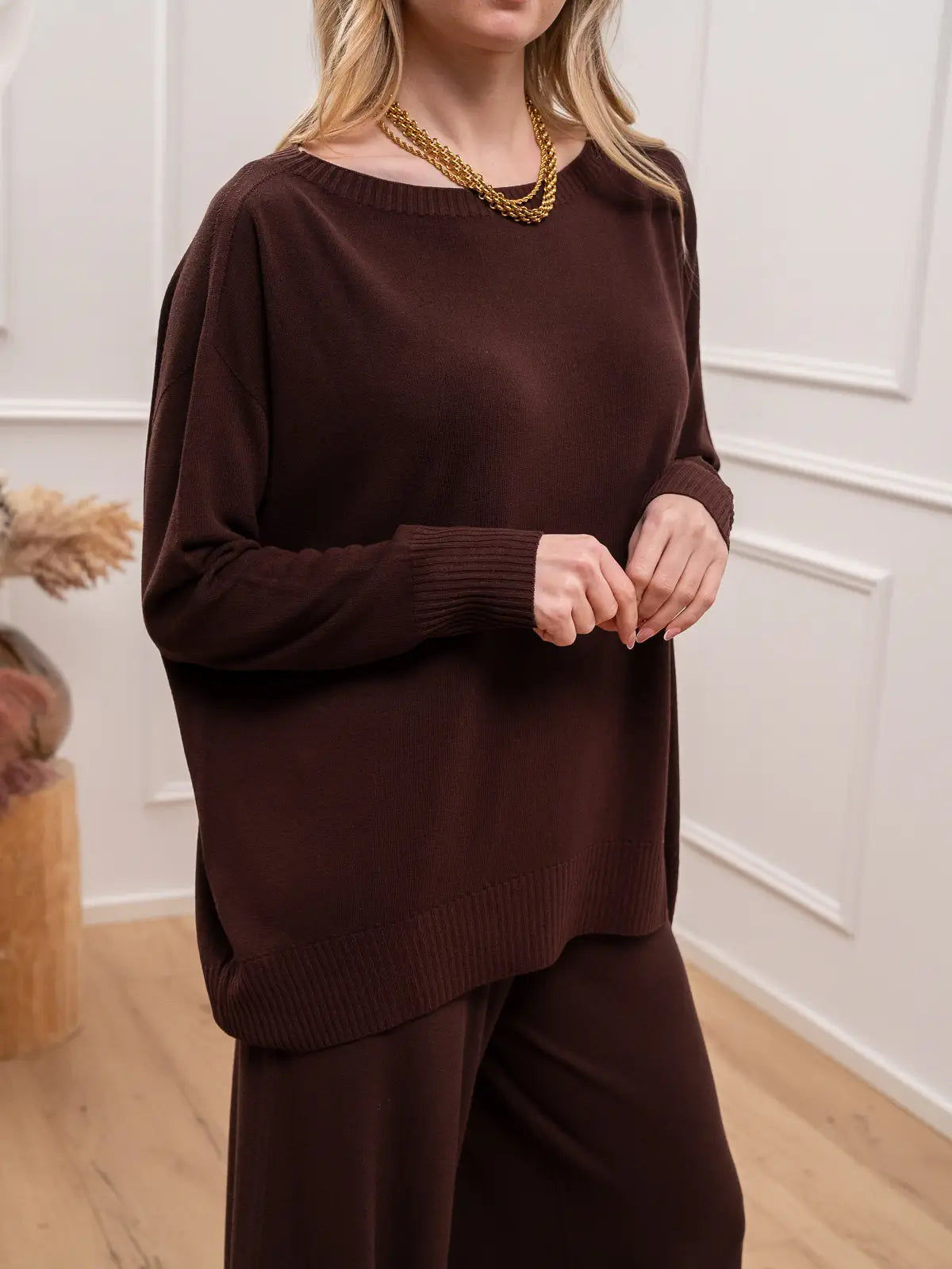 Maglia cioccolato scollo a barca - Kontatto
