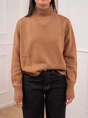 Maglia dolcevita cammello in 100% lana - Tensione In