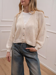 Cardigan calce bottoni gioiello con perla - HaveOne