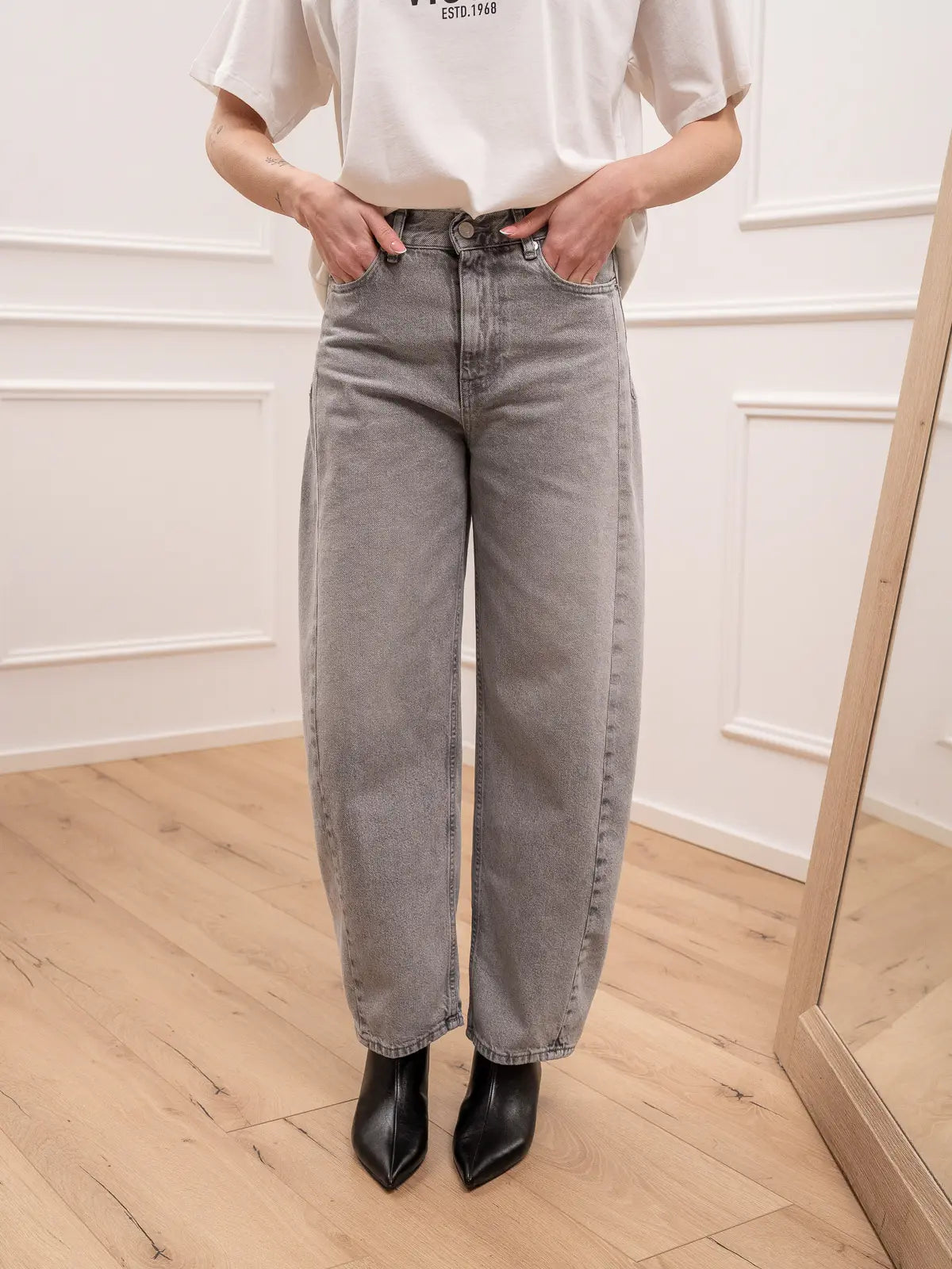 Jeans Chiara denim grigio barrel fit - Vicolo