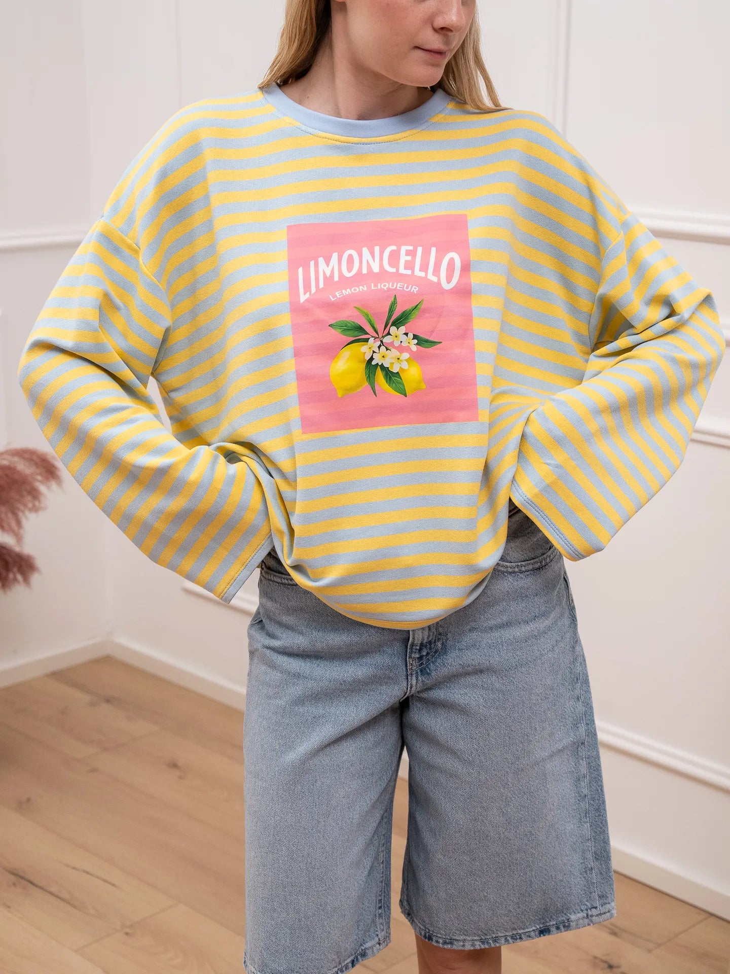 T shirt gialla e azzurra Limoncello a manica lunga - Crispy