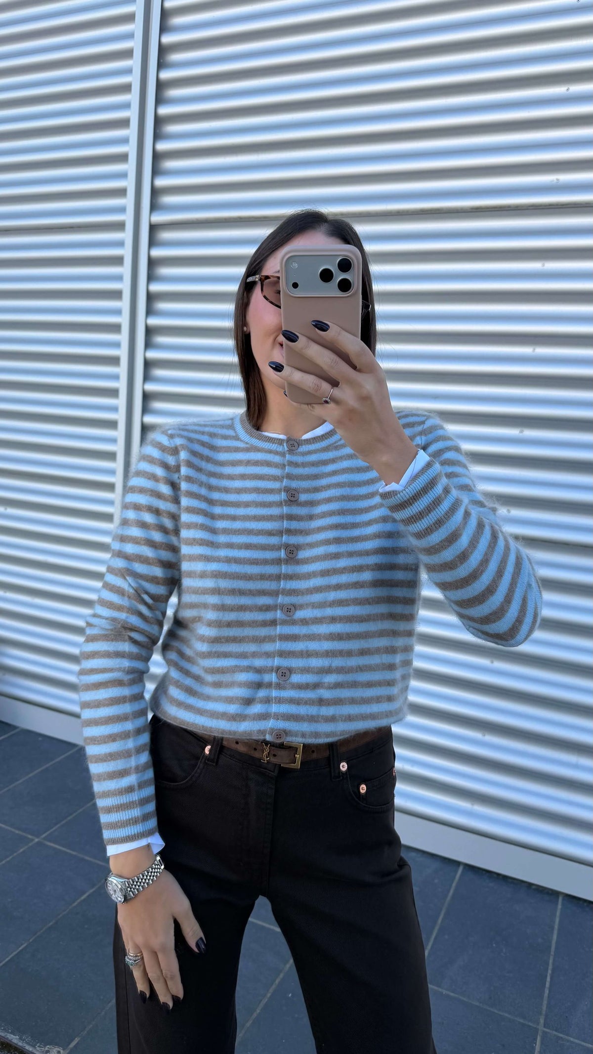 Maglia rebecchina a righe lana e cashmere - Tensione In