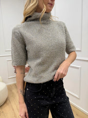 Dolcevita mezza manica tortora con filo lamè - HaveOne