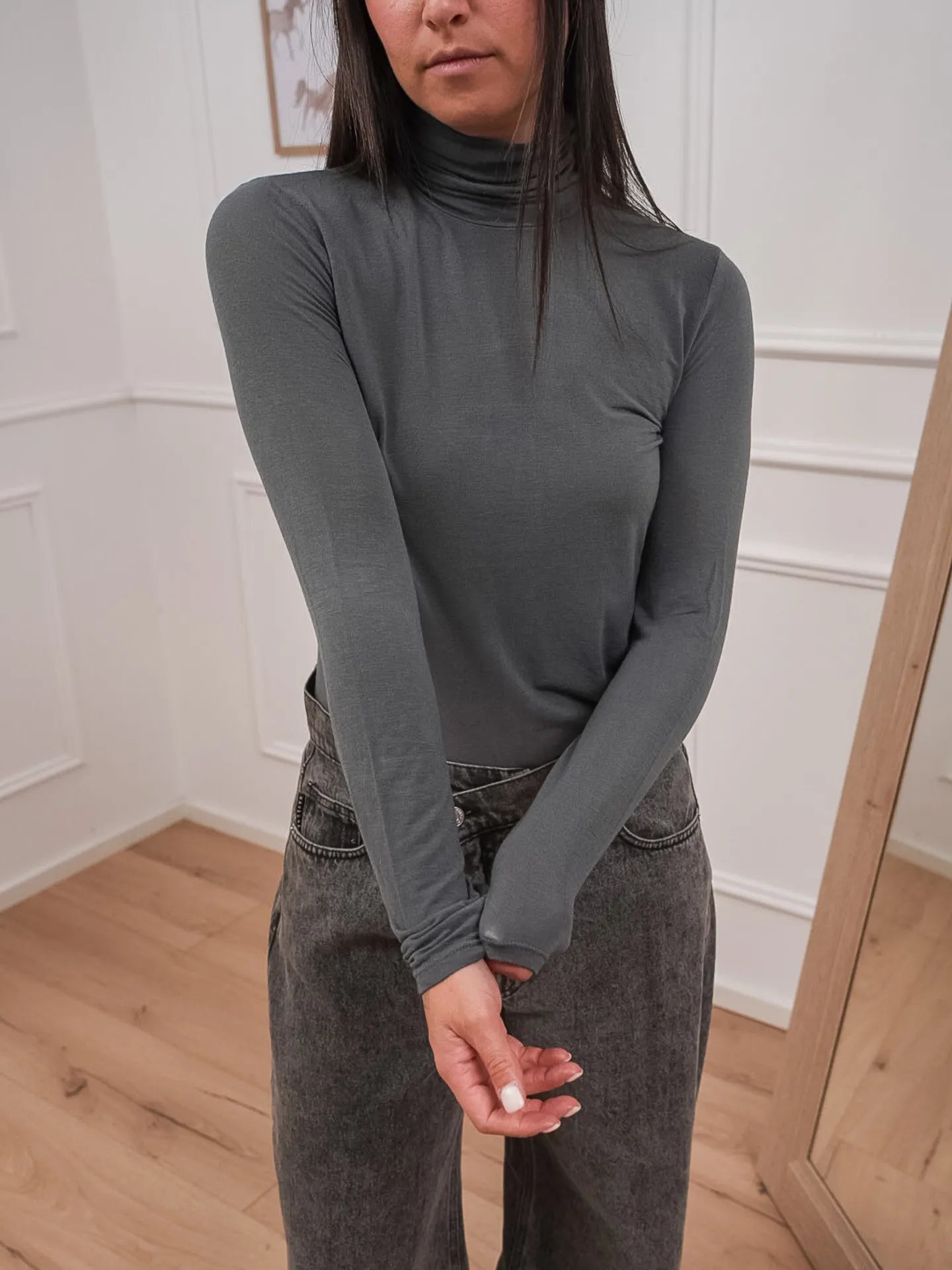 Maglia dolcevita grigia misto cashmere - HaveOne