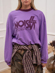 Felpa vintage viola colletto a contrasto - HaveOne