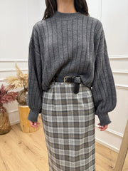 Maglia crop antracite con manica balloon - HaveOne