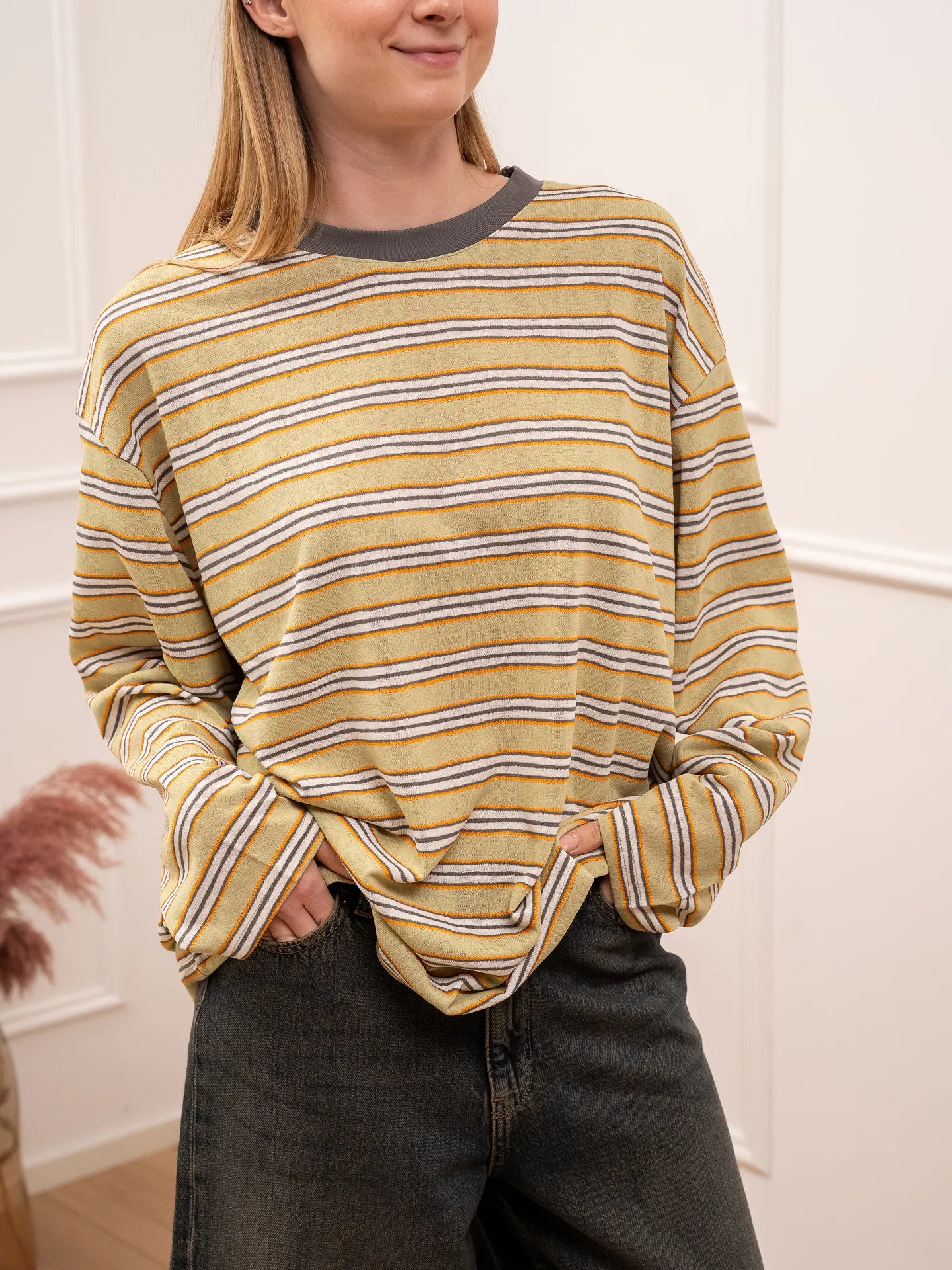 T shirt multi stripe salvia e arancio - Crispy