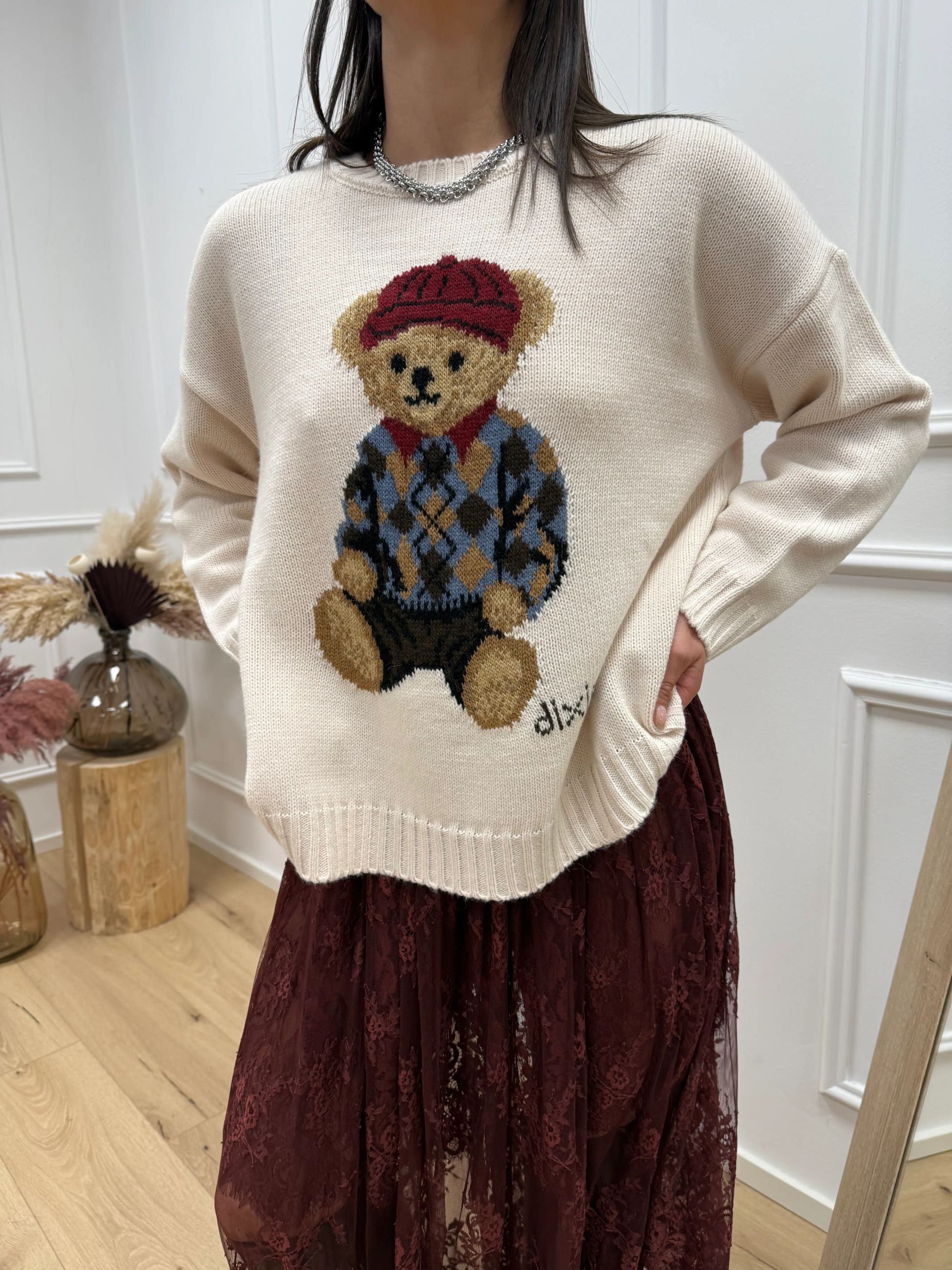 Maglia panna teddy multicolor - Dixie