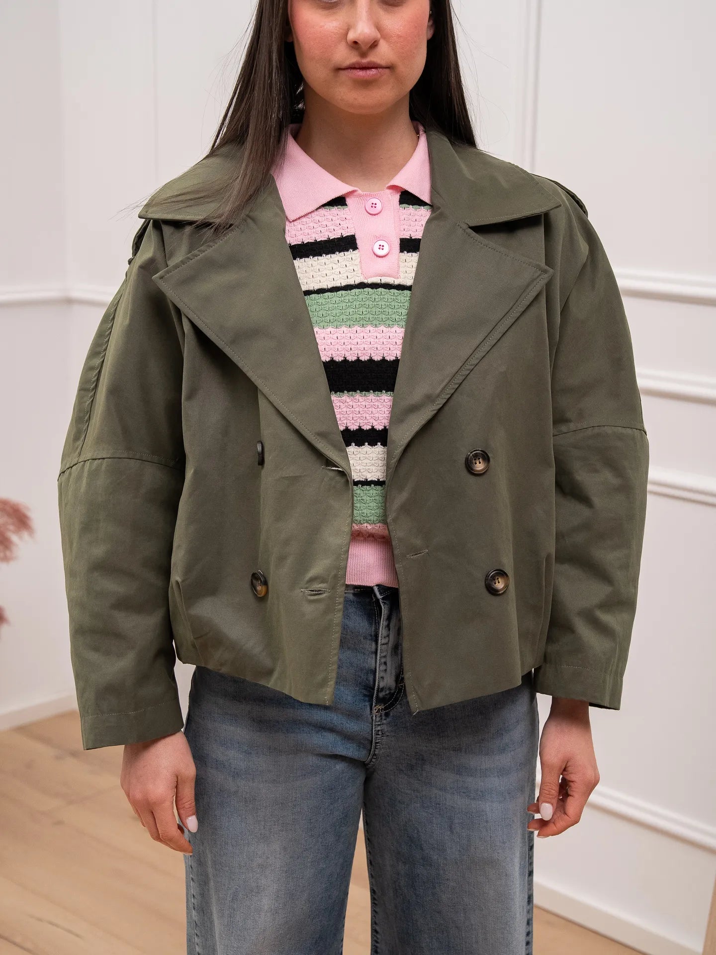 Trench corto militare in cotone soft touch - HaveOne