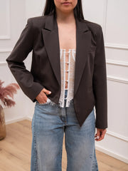 Giacca cropped moro taglio irregolare - Vicolo