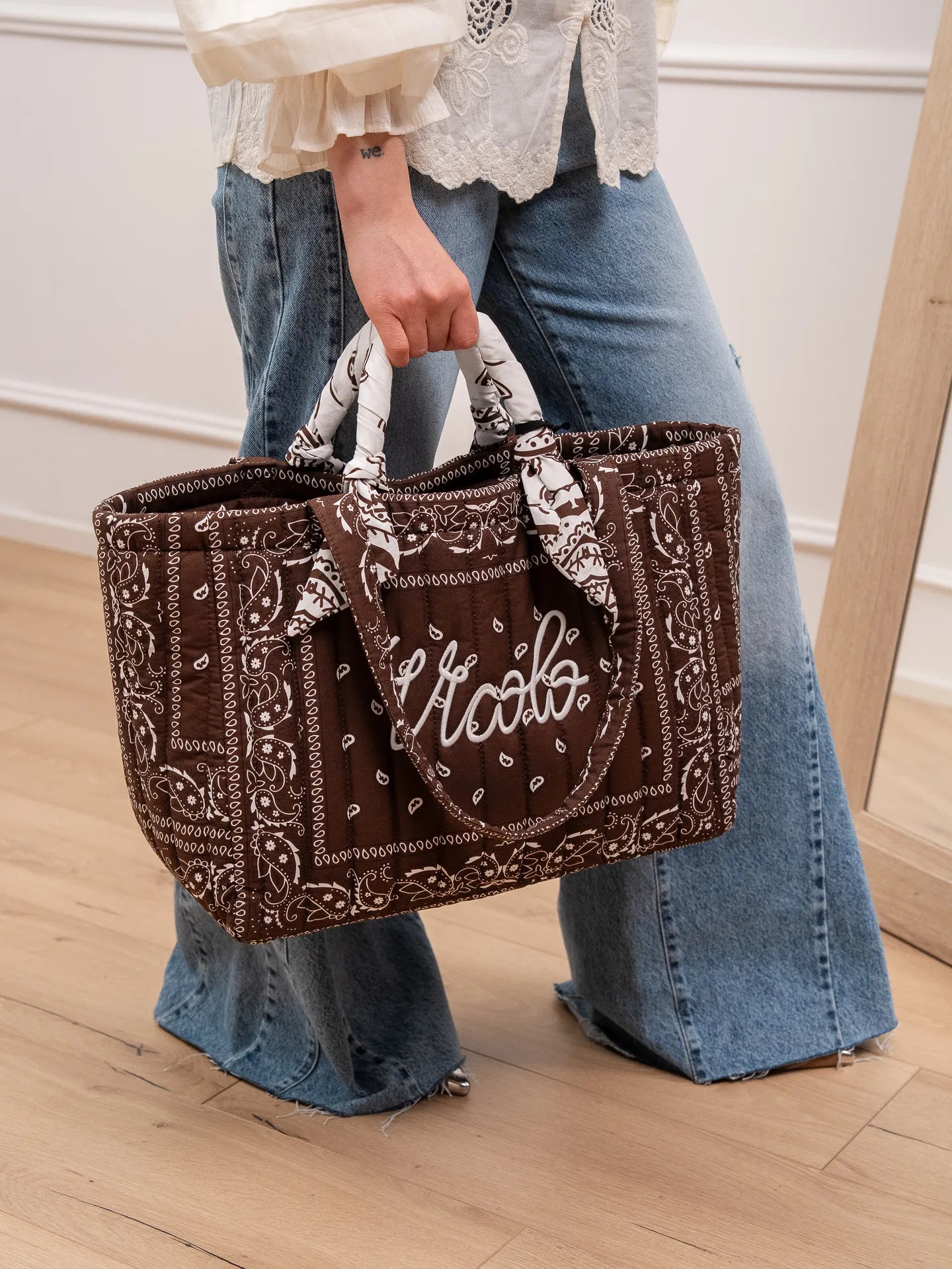Borsa maxi trapuntata fantasia bandana moro - Vicolo