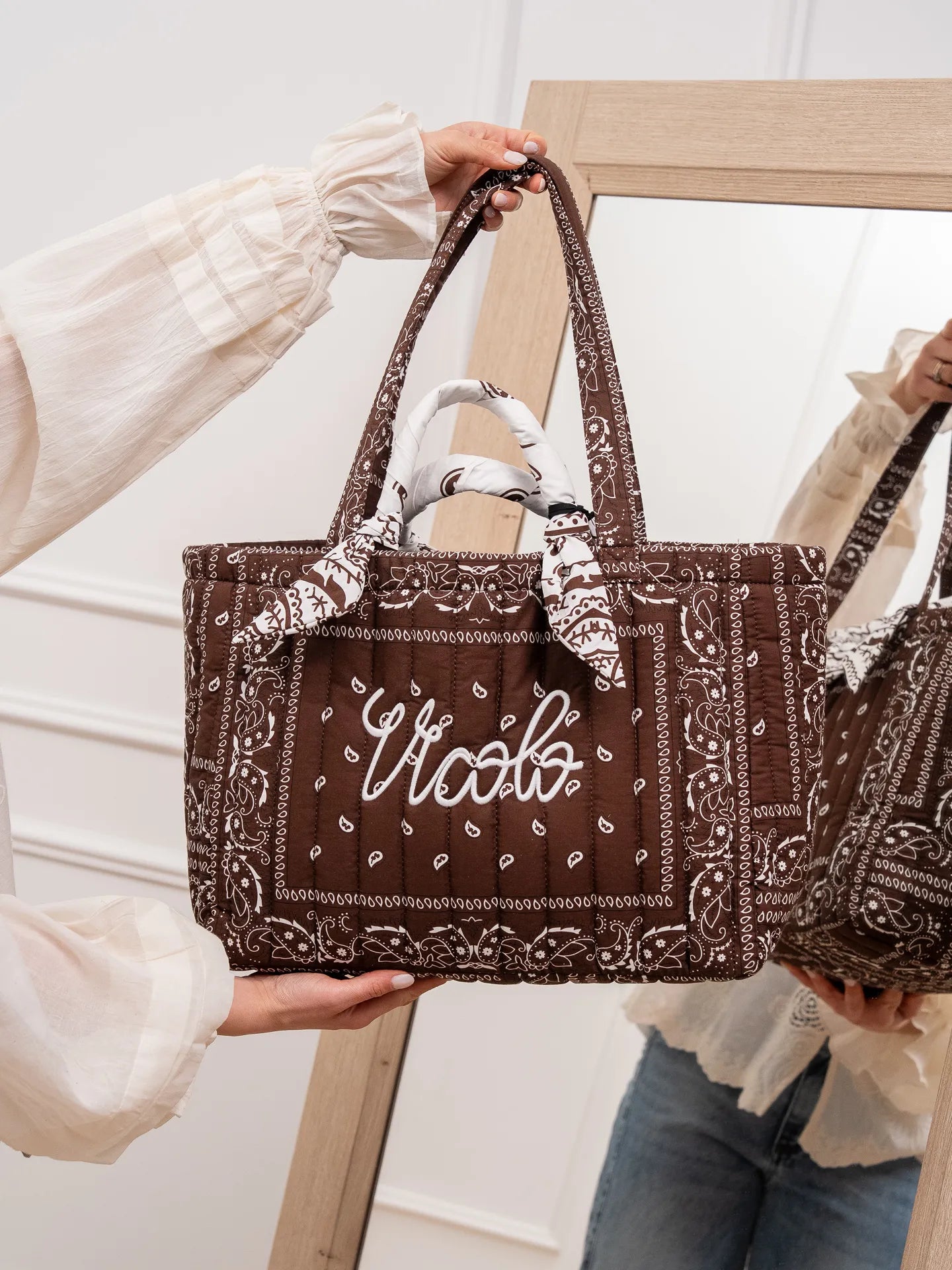 Borsa maxi trapuntata fantasia bandana moro - Vicolo