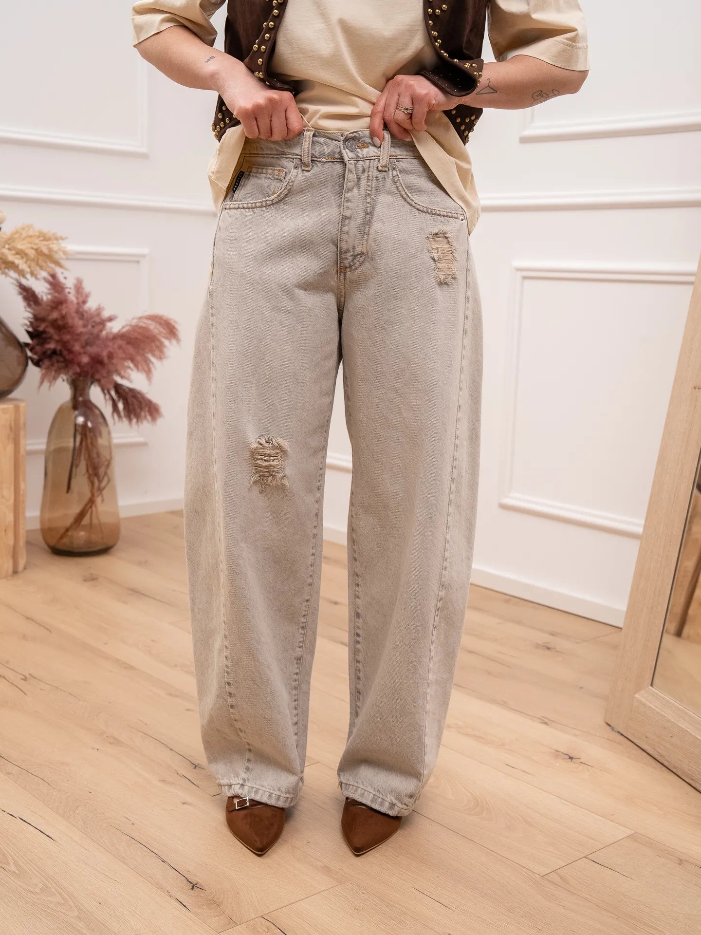 Jeans Lucy grigio sabbiato barrel fit - HaveOne