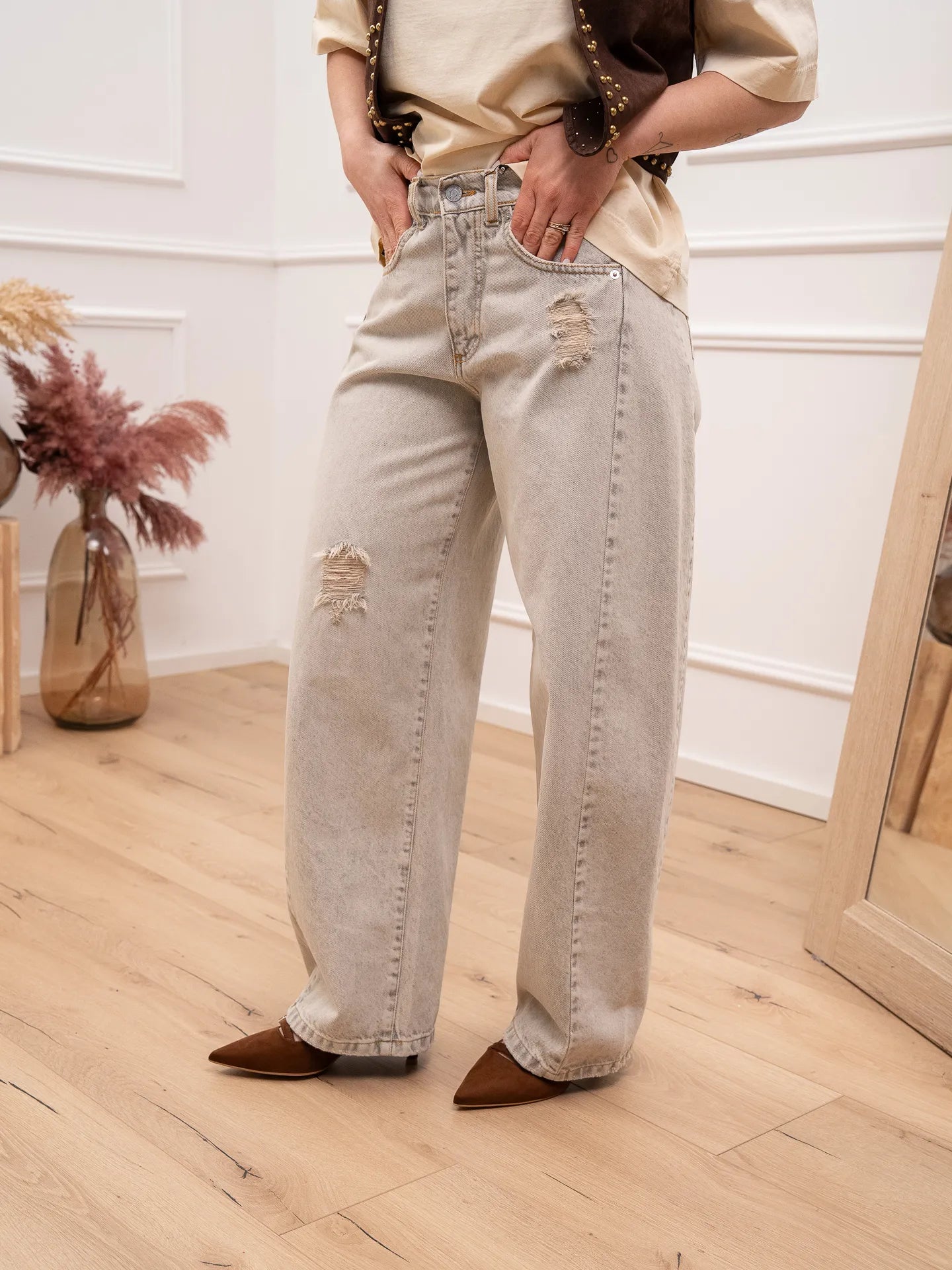 Jeans Lucy grigio sabbiato barrel fit - HaveOne