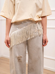 Bandana con paillettes e frange vaniglia - Vicolo