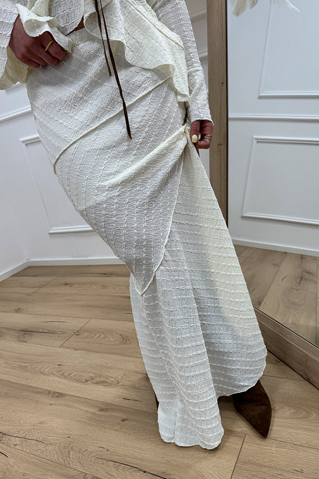 Gonna lunga in maglia lavorata panna - HaveOne