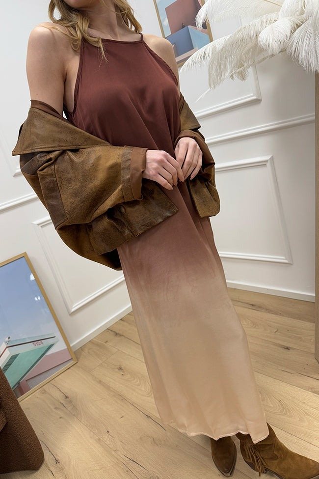 Vestito scollo quadro sfumato cioccolato - HaveOne