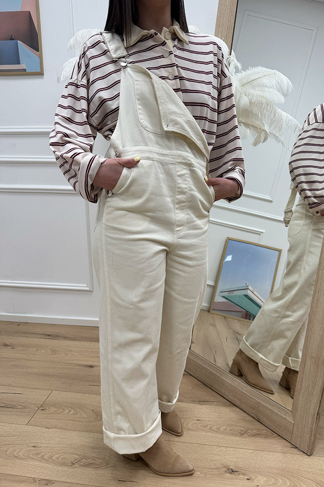 Salopette crema in cotone - Vicolo