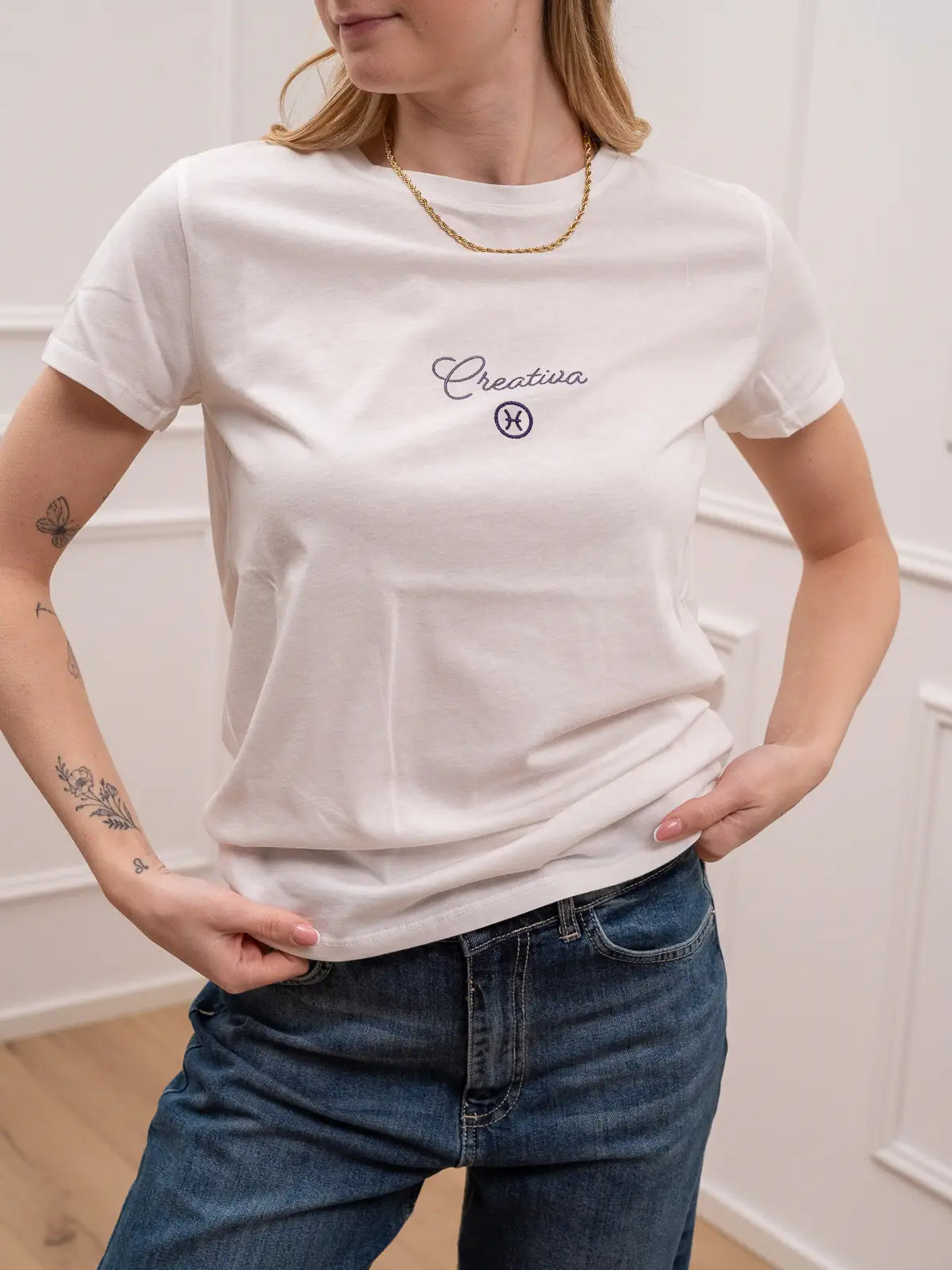 T shirt ricamo pesci "Creativa" - Vicolo