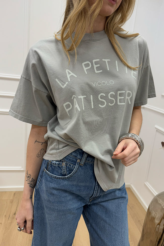 T shirt grigia stampa Patisserie polvere - Vicolo