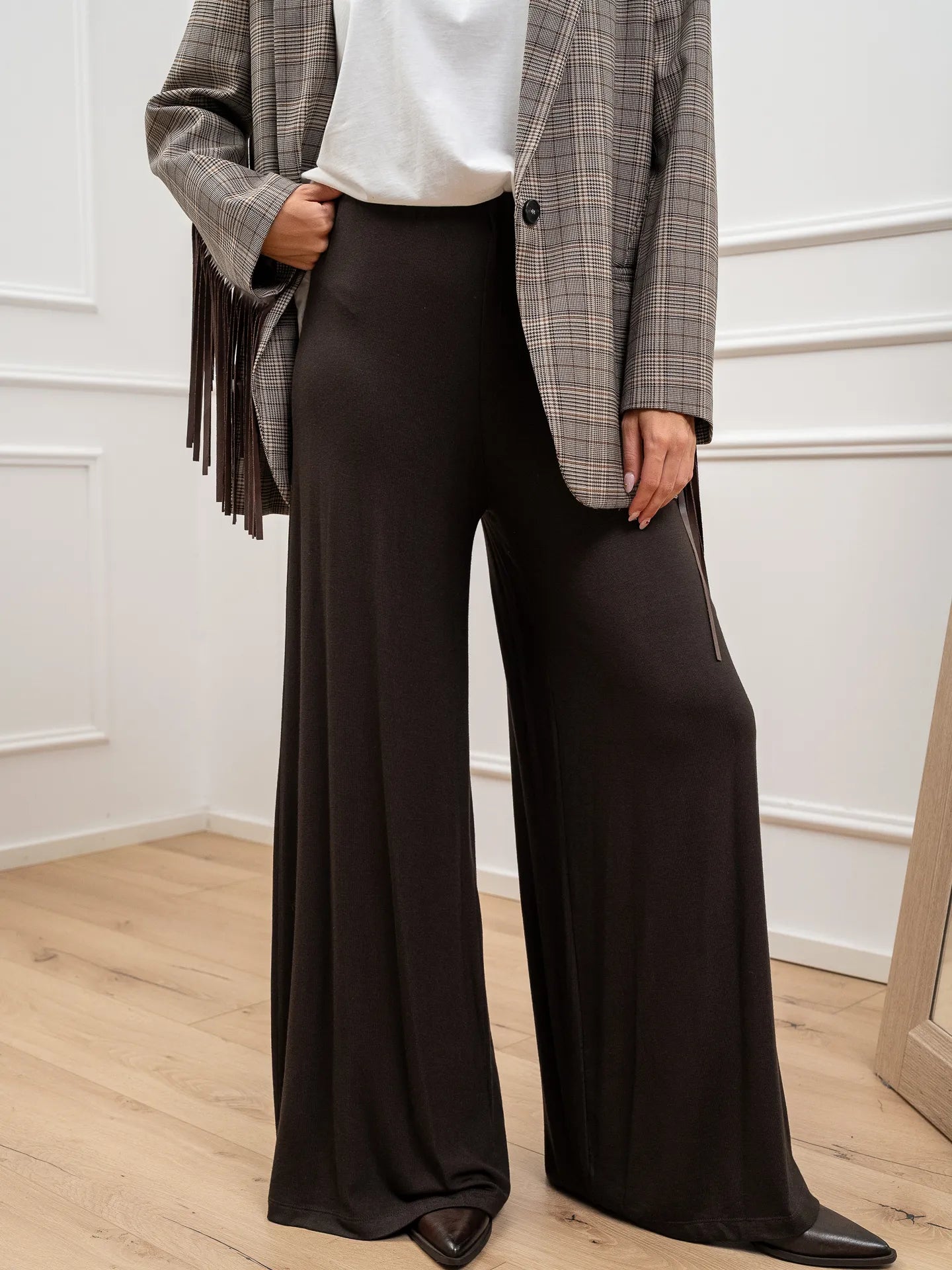 Pantaloni in maglia moro gamba ampia - HaveOne