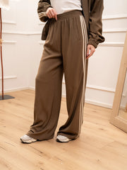 Pantaloni Sporty joggers nocciola con bande sportive - Tensione In
