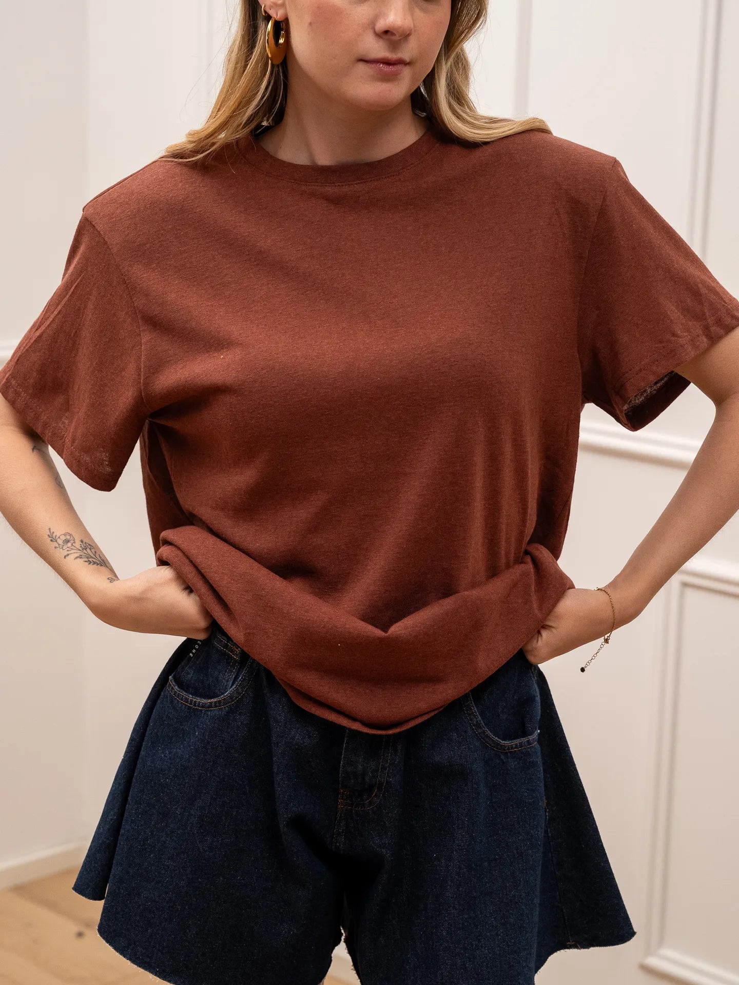 T shirt vedo non vedo cognac a mezza manica - Crispy