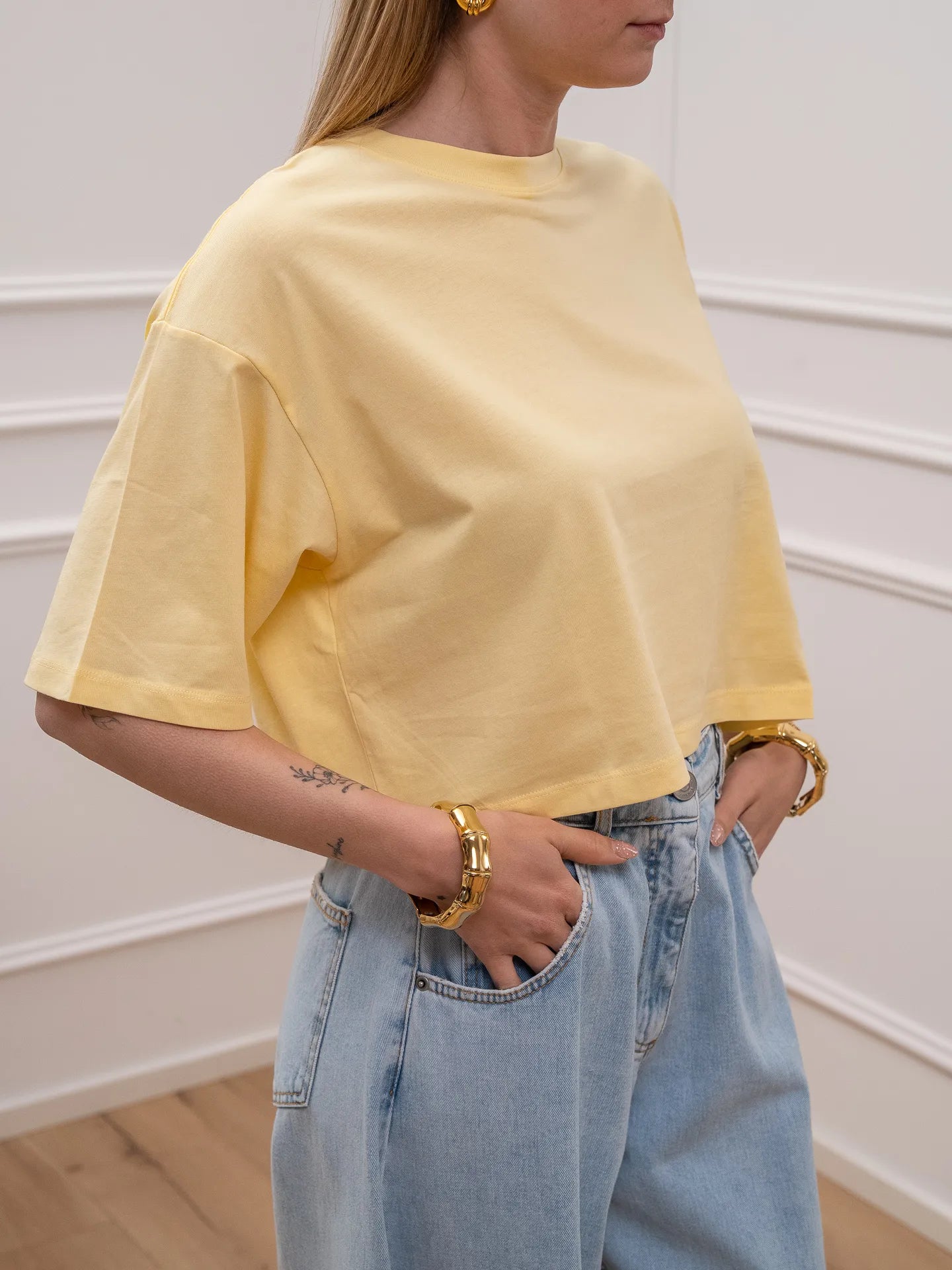 T shirt Andrea crop giallina loose fit - JJXX