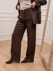 Pantaloni sartoriali moka misto lino - Vicolo