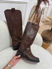 Biker in nabuk moro con fibbia - Divine Follie