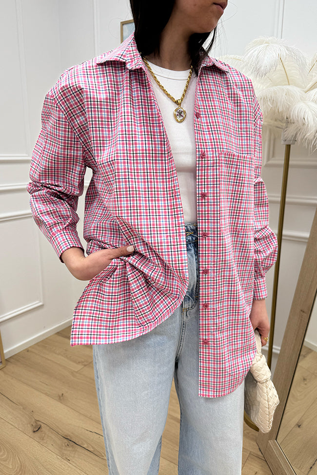 Camicia vichy rosa fit oversize - Crispy