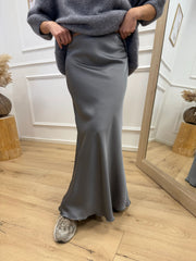 Gonna Gaia grigia in satin lunga - Dixie