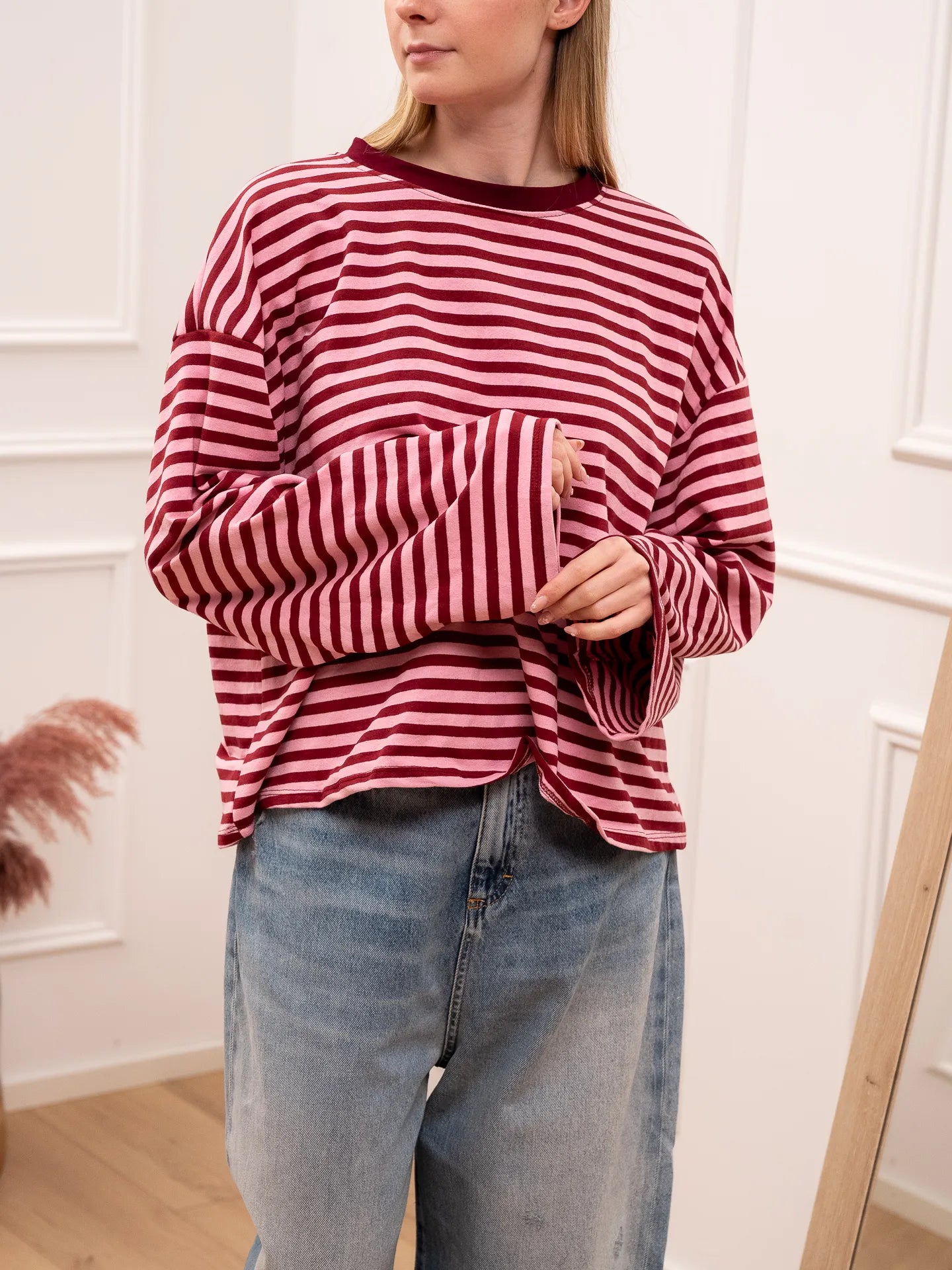 T shirt Stripe bordeaux e rosa - Crispy