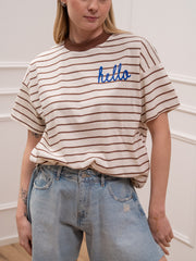 T shirt "hello" riga tabacco - Vicolo