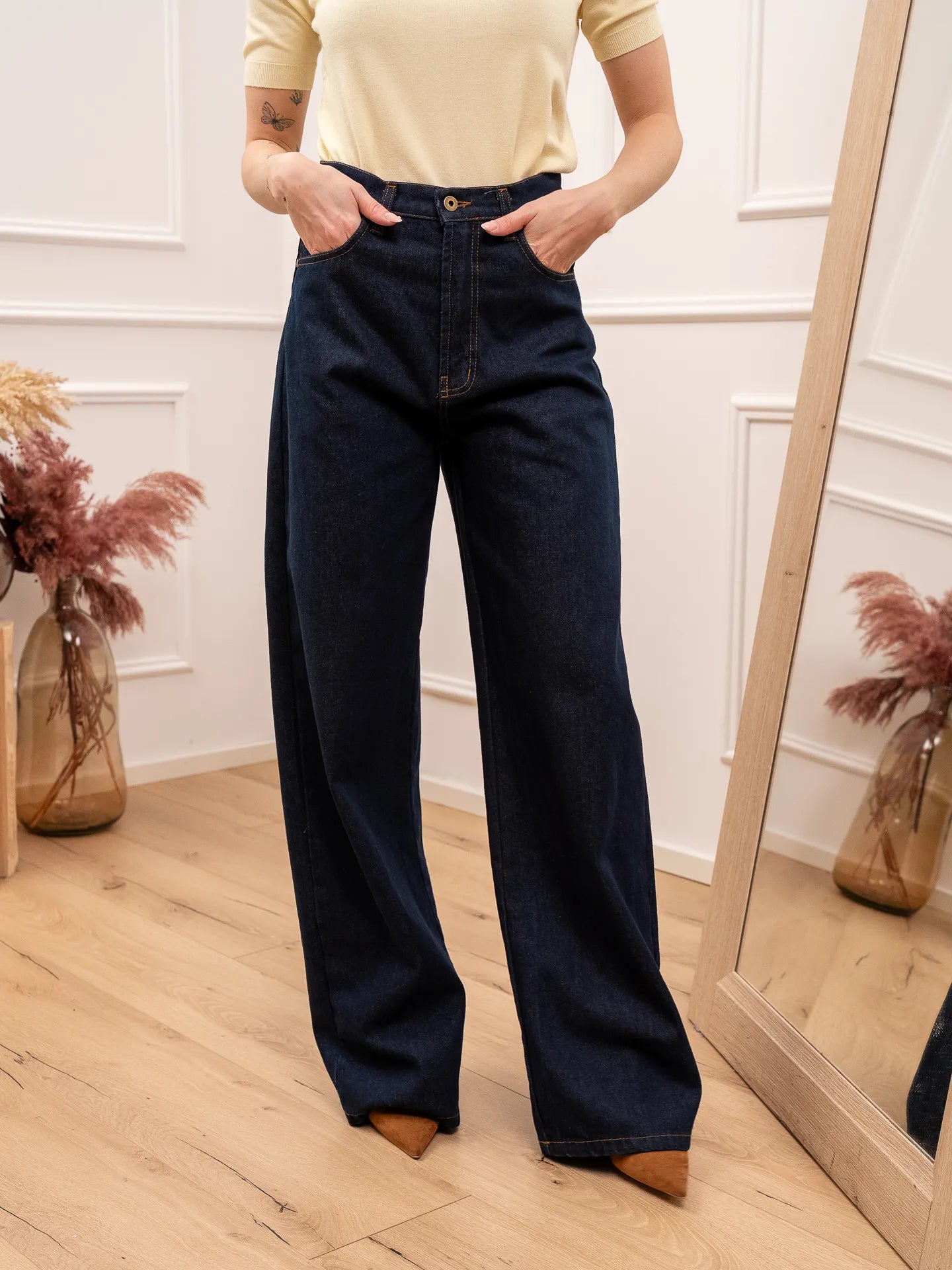 Jeans wide leg lavaggio zero - Tensione In