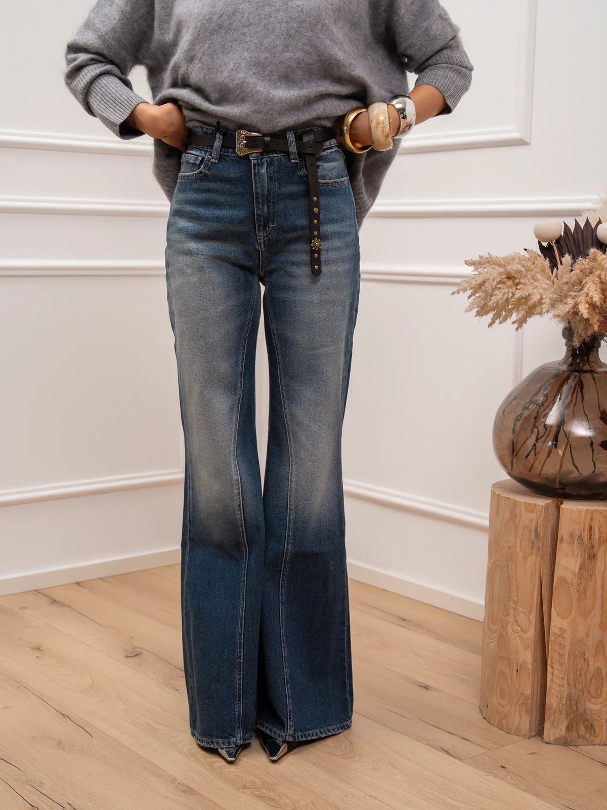 Jeans Stella vintage cuciture oblique - Icon Denim