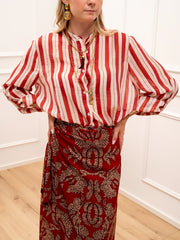 Camicia rigata rossa e burro in lyocell - HaveOne