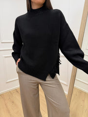 Maglia nera con frange laterali - HaveOne