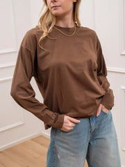 T shirt cioccolato girocollo a manica lunga - HaveOne