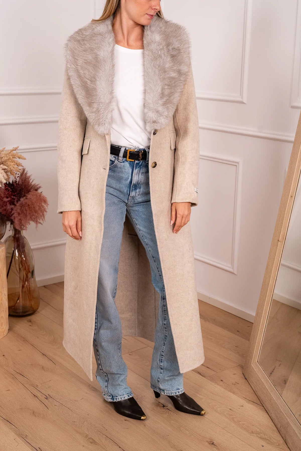 Cappotto Olivia misto lana collo ecofur - HaveOne