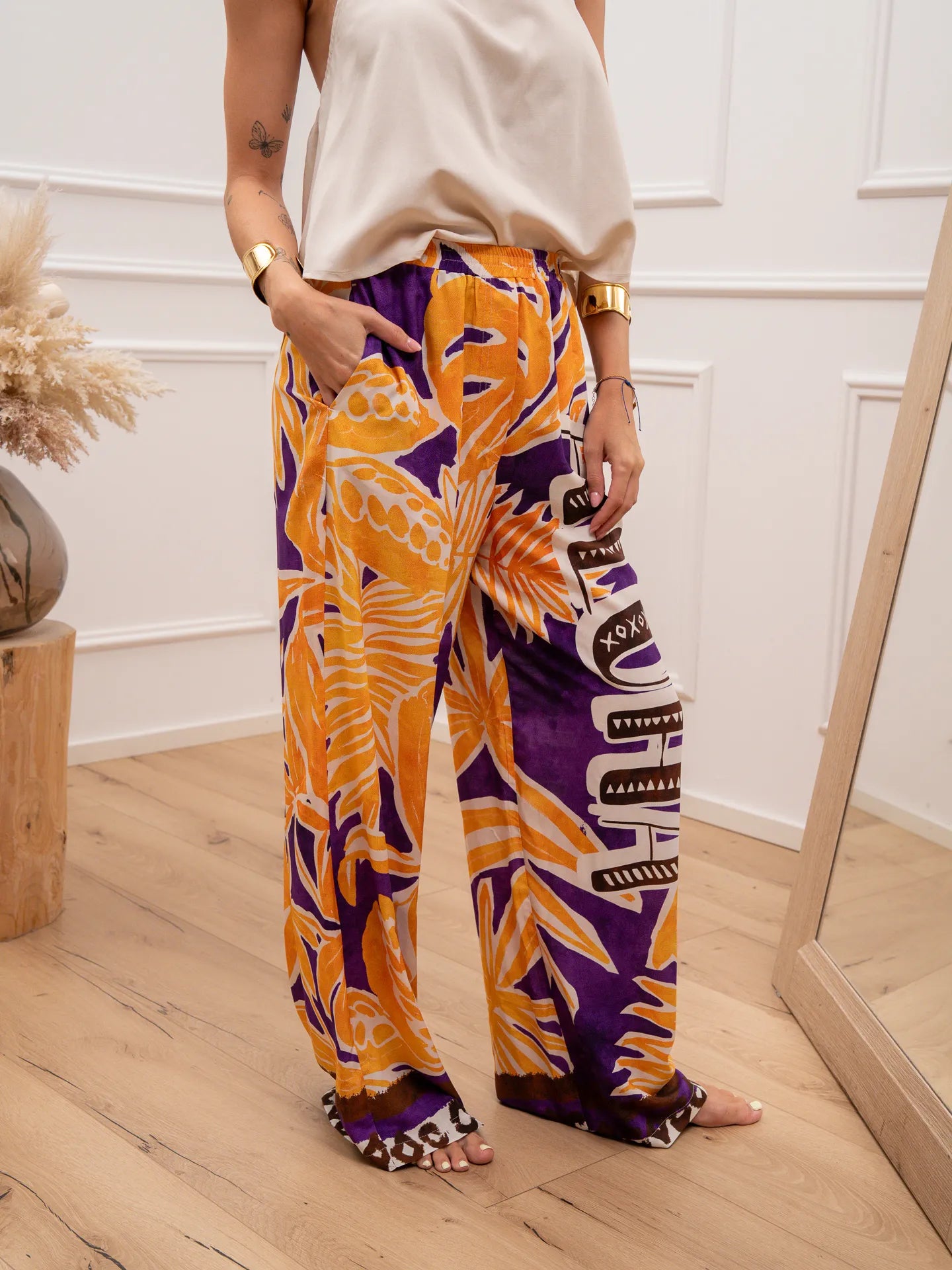 Pantaloni Parodi viola e giallo - Vicolo