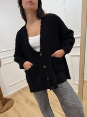 Cardigan bouclé nero - Tensione In