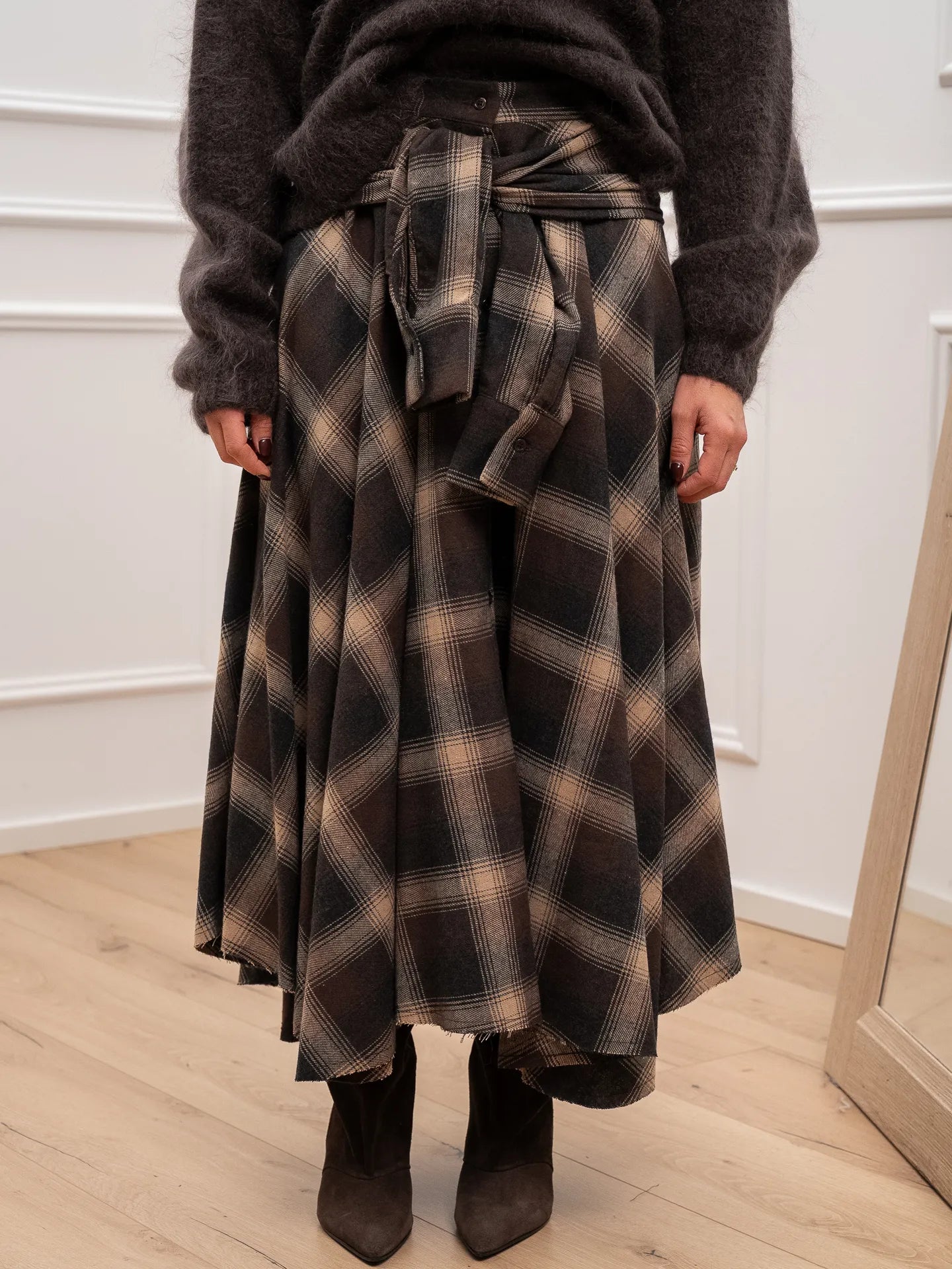 Gonna in flanella moro stile camicia - Dixie