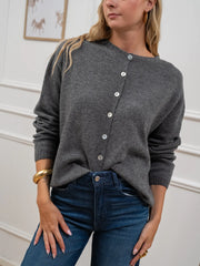 Cardigan grigio scollo coreana con bottoncini - Kontatto