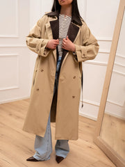 Trench lungo sabbia e moro in gabardina di cotone - You Decide
