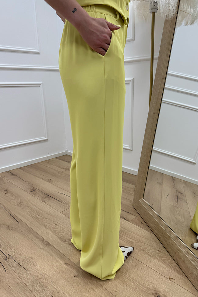 Pantaloni limone in cady con elastico - Dixie