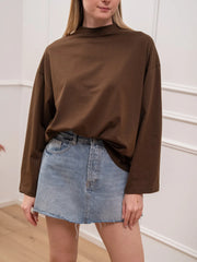 T shirt cioccolato manica oversize - Tensione In