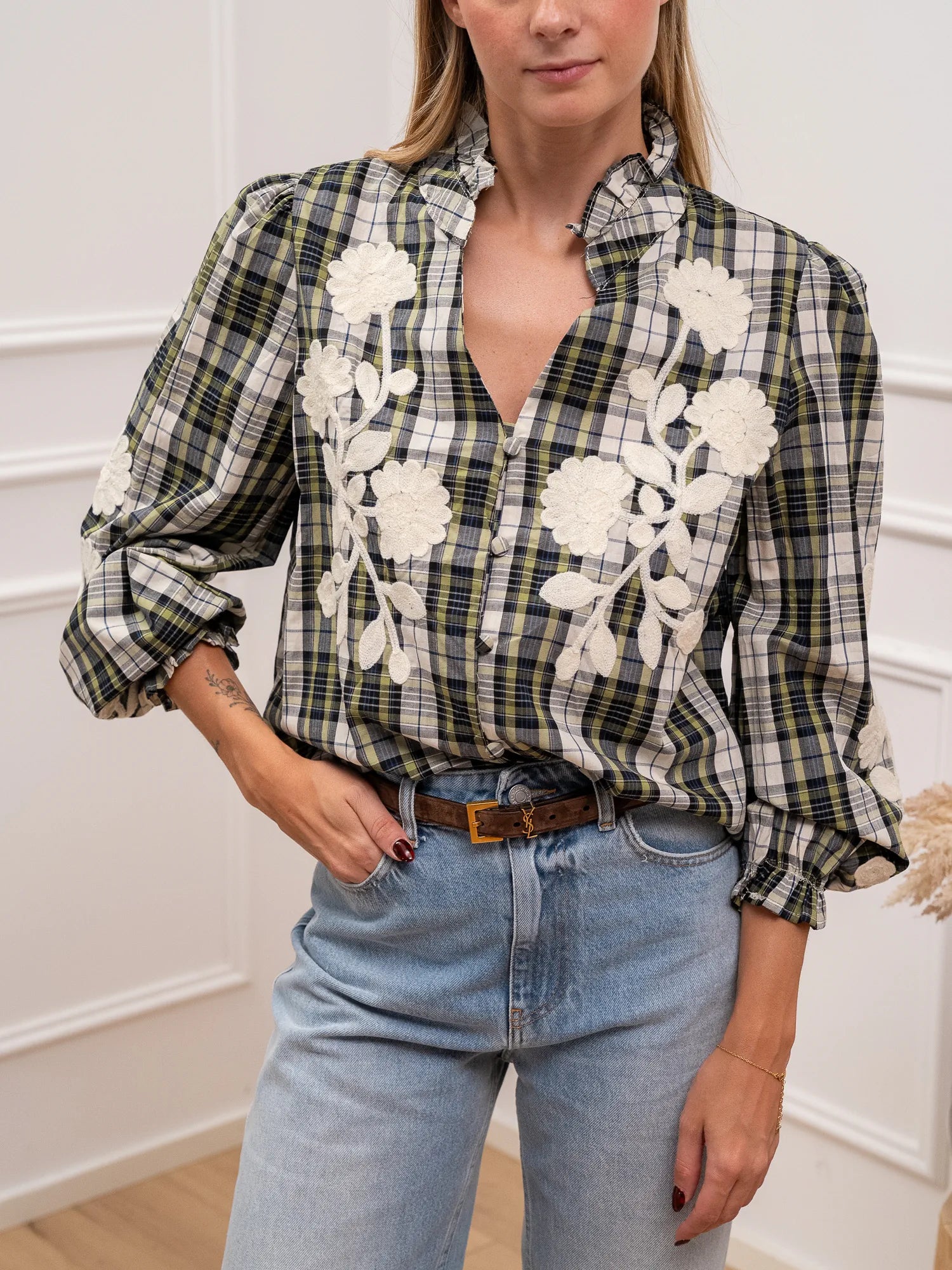 Camicia Rodeo con ricami bianchi - Vicolo