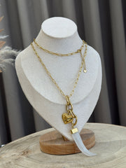 Collana lunga corno bianco e cuore - Calibro Shop