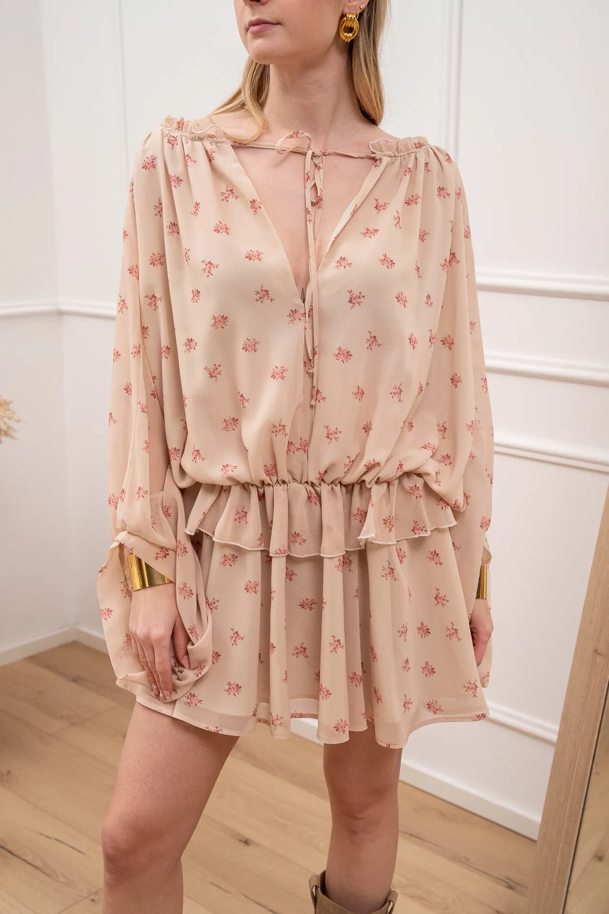 Vestito in crepe burro fiori rosa - Vicolo